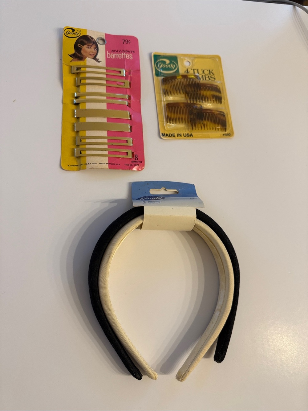 Vintage Goody Black and Cream Headbands and Assorted Hair Accessories
